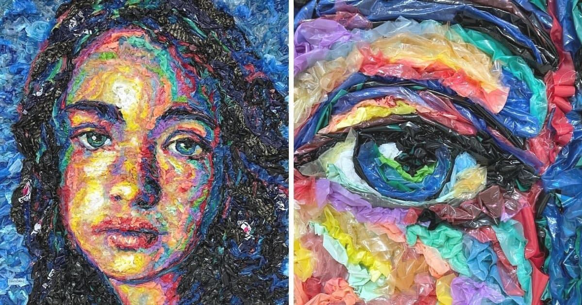 15 Unique Portraits Made of Cables, Buttons, Plastic Bags and Cable Ties