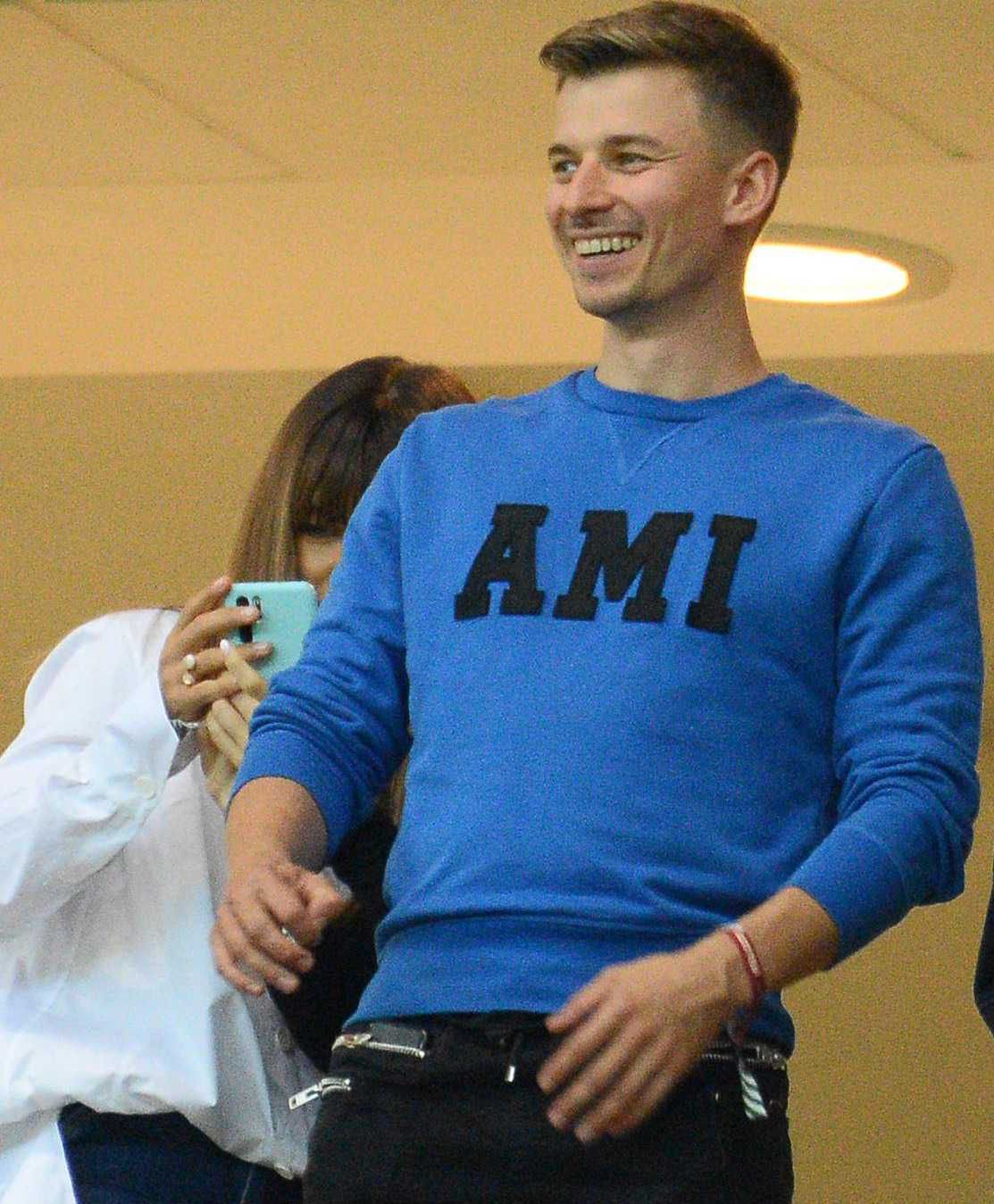 Anna Lewandowska i Piotr Stachurski na meczu Polska-Austria