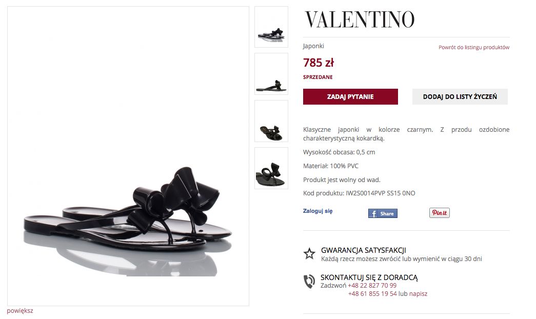 Ile kosztują japonki Valentino z kokardą? Cena w Moliera 2 to ok. 800 złotych