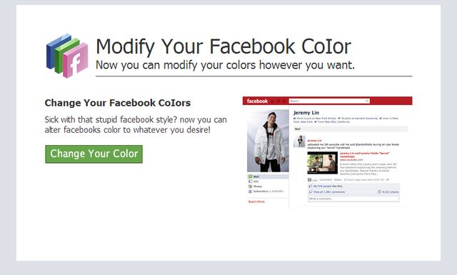 Złośliwe oprogramowanie proponuje zmianę koloru Facebooka