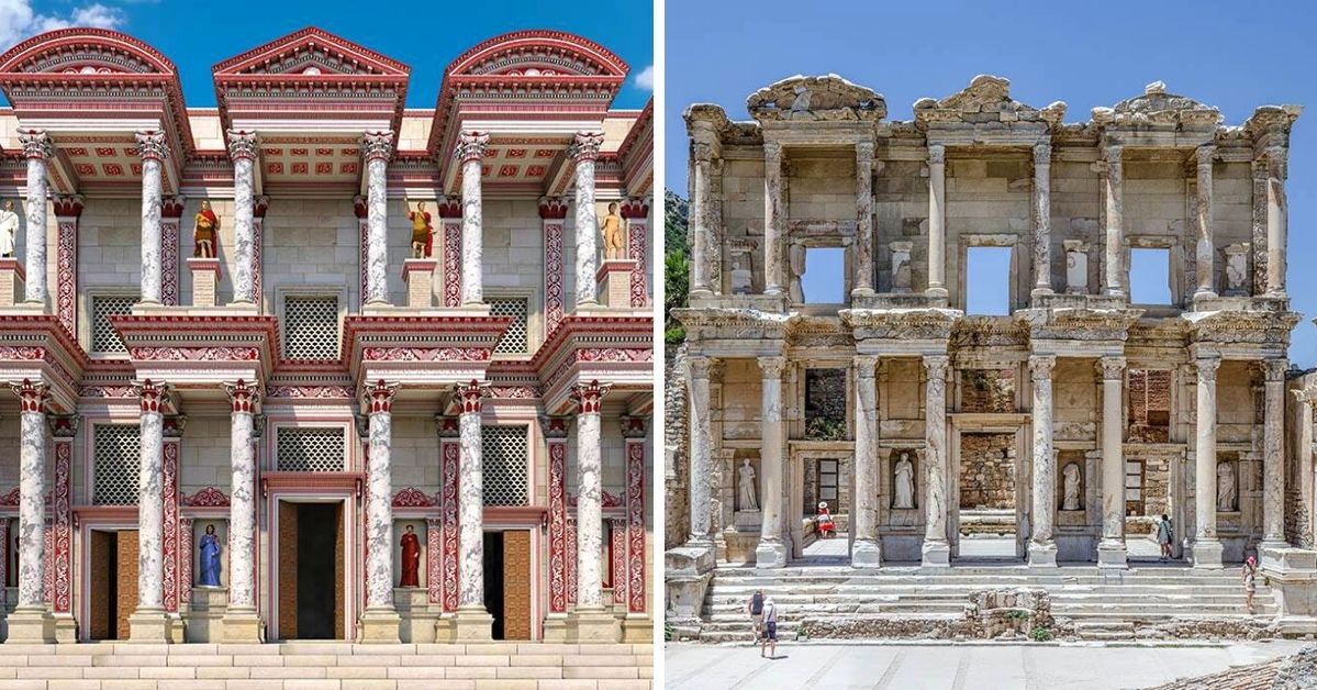 The Artist Made a Visualization of 7 Monuments of Ephesus. Ancient Cities Were Bursting With Colors and Were Not White at All