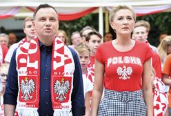 Andrzej Duda i Agata Kornhauser-Duda oglądali mecz w ogrodzie. Razem z nimi dzieci