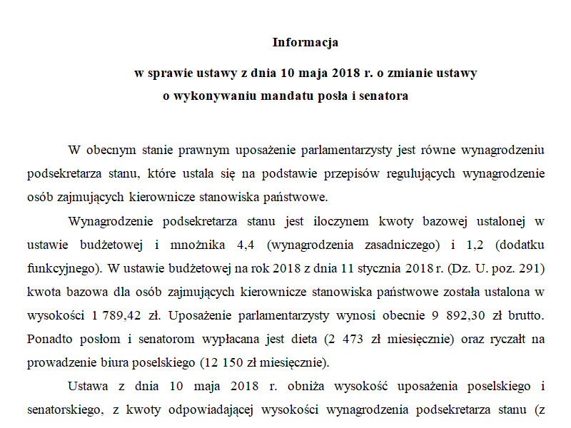 Taką, błędną informację zamieścili prezydenccy urzędnicy 