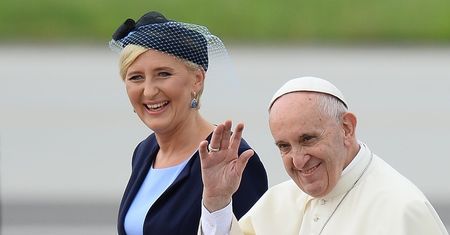 Agata Duda wita papieża