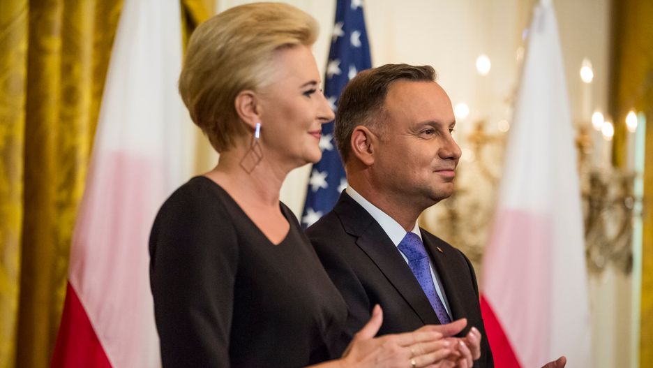 Agata Kornhauser-Duda i Andrzej Duda podczas wizyty w USA