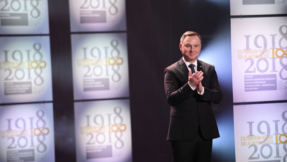 Prezydent Andrzej Duda, podczas uroczystej gali "100 Pomników Historii na Stulecie Odzyskania Niepodległości"