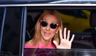 Celine Dion w neonowym garniturze oversize. Wygląda jak z wybiegu