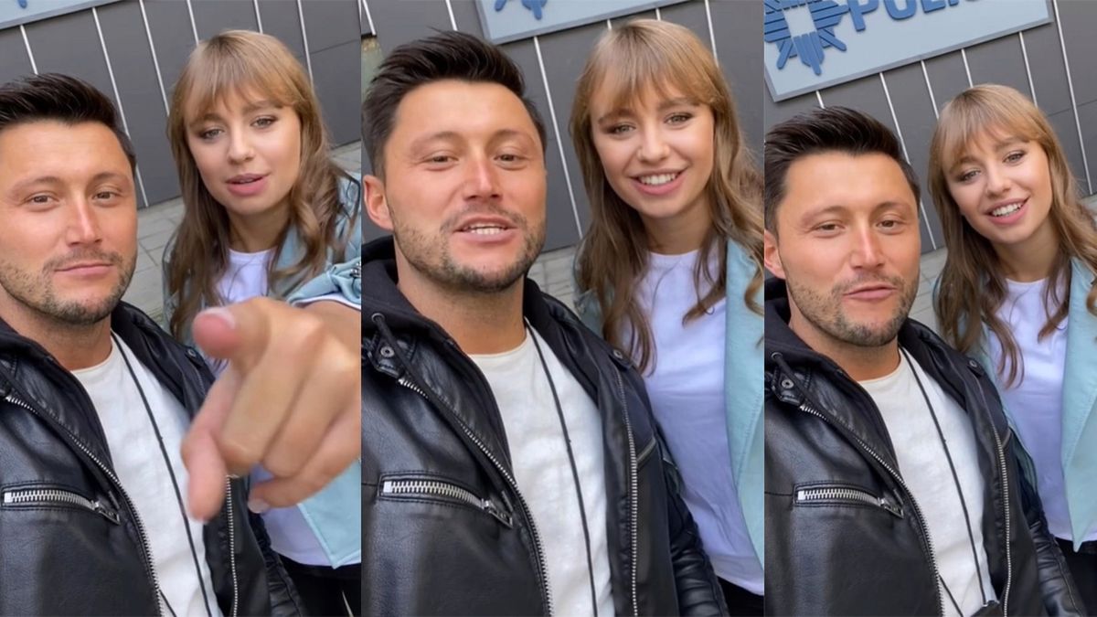 Oliwia Bieniuk i Piotr Mróz pozdrawiają fanów w planu serialu "Gliniarze". To wielki debiut córki Ani Przybylskiej