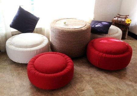 Tire Ottoman and Table