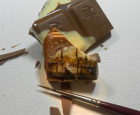 Tiny Landscapes Painted On Food