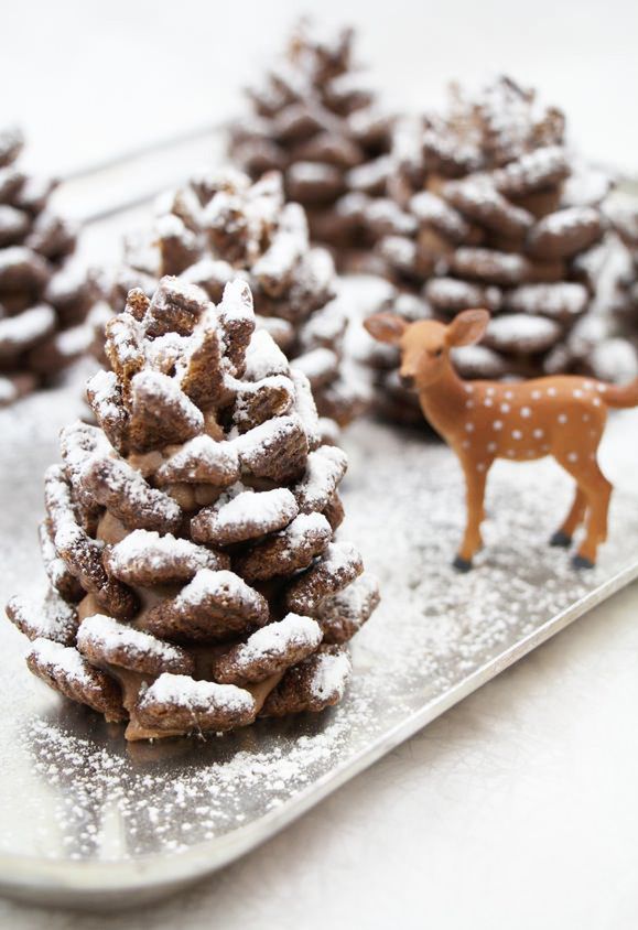 Snowy Chocolate Pinecones