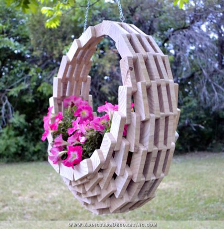 Pieced Wood Flower Basket