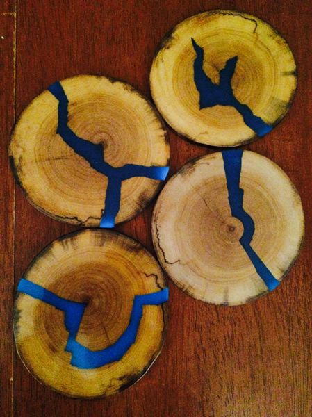 Glowing Resin Inlays Wood Coasters