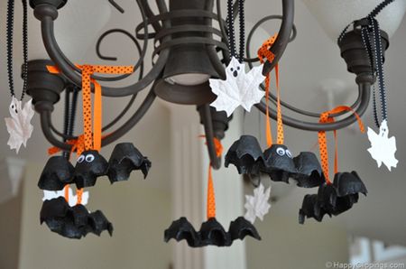 Egg Carton Bats and Leaf Ghosts