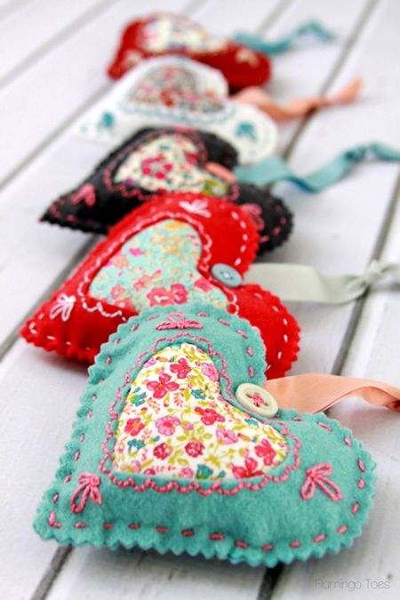 Lavender Fabric Hearts