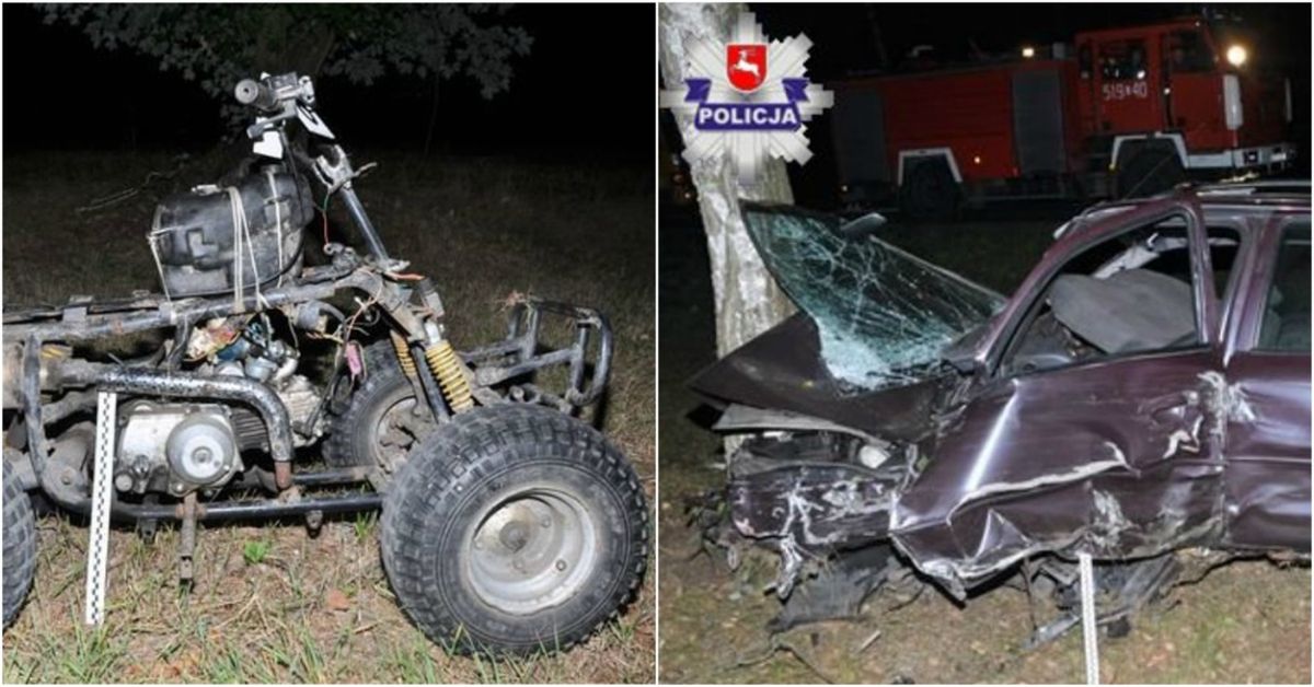 23-latek jechał quadem bez oświetlenia. Doprowadził do wypadku z udziałem dwóch samochodów.