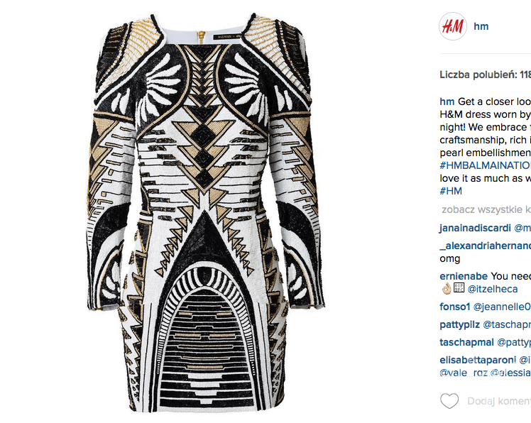 Sukienka Balmain dla H&M