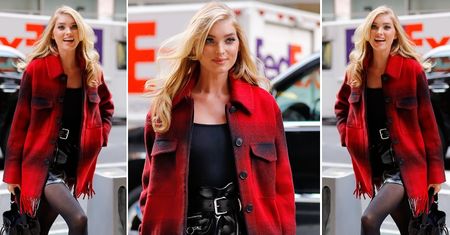 LOOK OF THE DAY: Elsa Hosk w płaszczu T by Alexander Wang