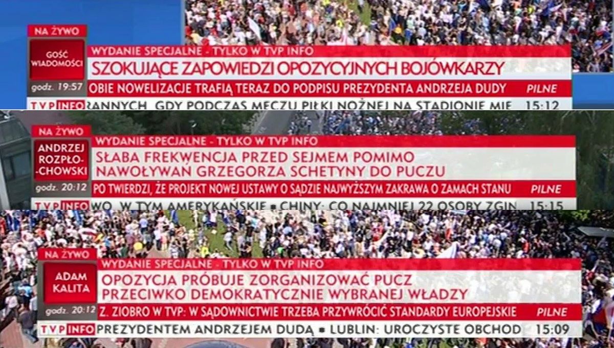 Skargi na "paski grozy" TVP Info. "Nierzetelne i stronnicze"