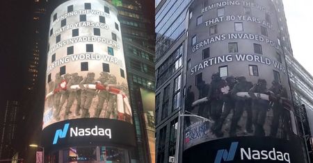 USA. Wielki napis na Times Square z okazji 1 września