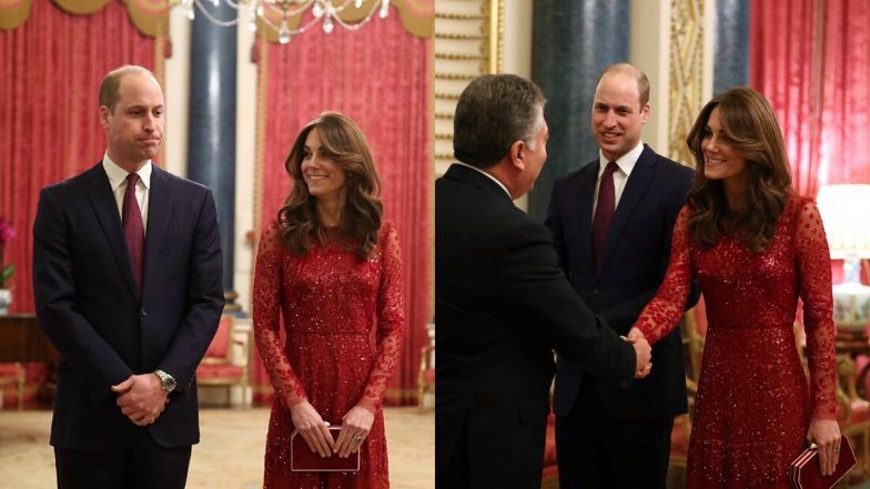 Uśmiechnięci książę William i księżna Kate zabawiają gości w Pałacu Buckingham (FOTO)