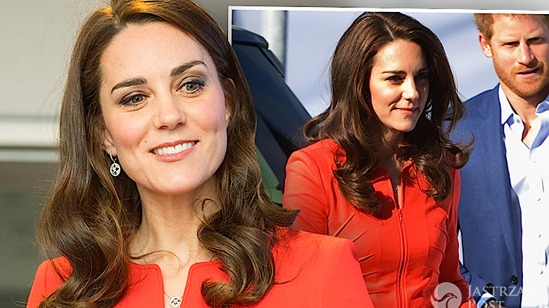 Księżna Kate czerwony kostium