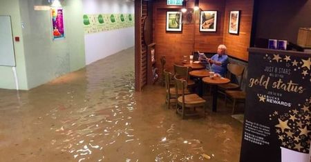 "Wujaszek ze Starbucksa" nie przejął się powodzią i podbił internet