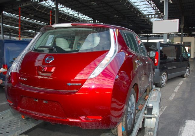 Nissan Leaf na przejściu granicznym w Medyce 