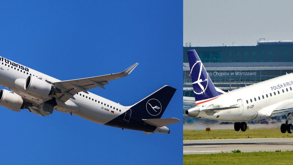 Po lewej samolot Lufthansy, po prawej LOT-u. Polskiej spółce nie podoba się podobieństwo logo na ogonie.