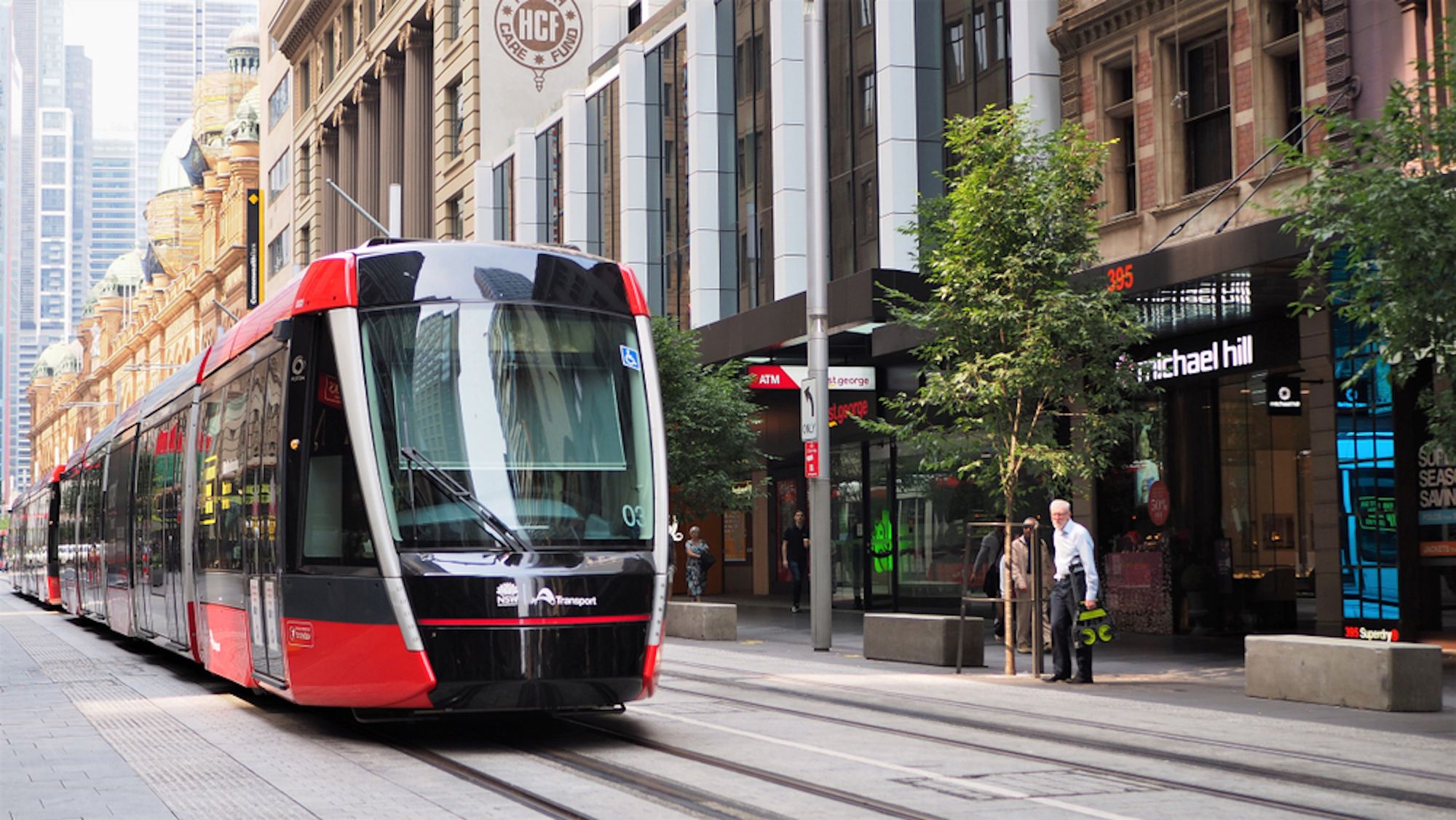Zdjęcie poglądowe nowej lini tramwajowej wzdłuż George Street w Sydney
