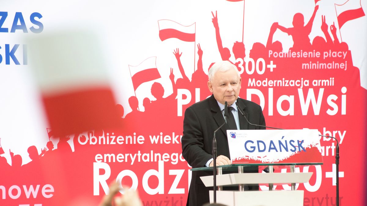 Gdańsk, konwencja wyborcza PiS przed wyborami parlamentarnymi z udziałem prezesa PiS Jarosława Kaczyńskiego