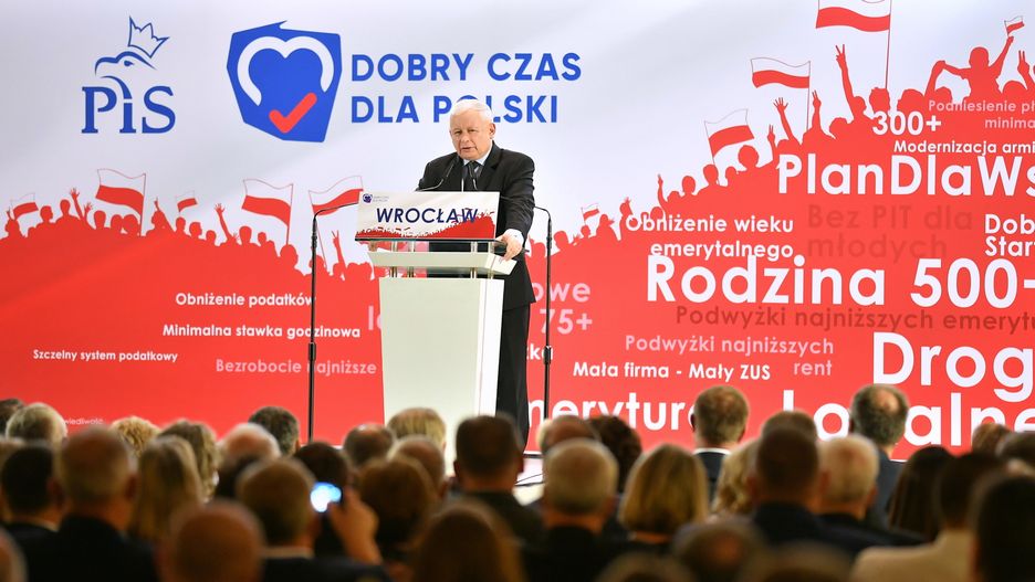 Wybory parlamentarne 2019. Jarosław Kaczyński na konwencji PiS we Wrocławiu