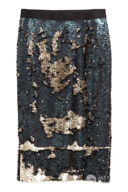 Czarno-beżowa spódnica z cekinów, H&M, 149,90 pln