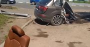 Audi Q7 rozerwane na pół w Moskwie. Szok, bo kierowca przeżył