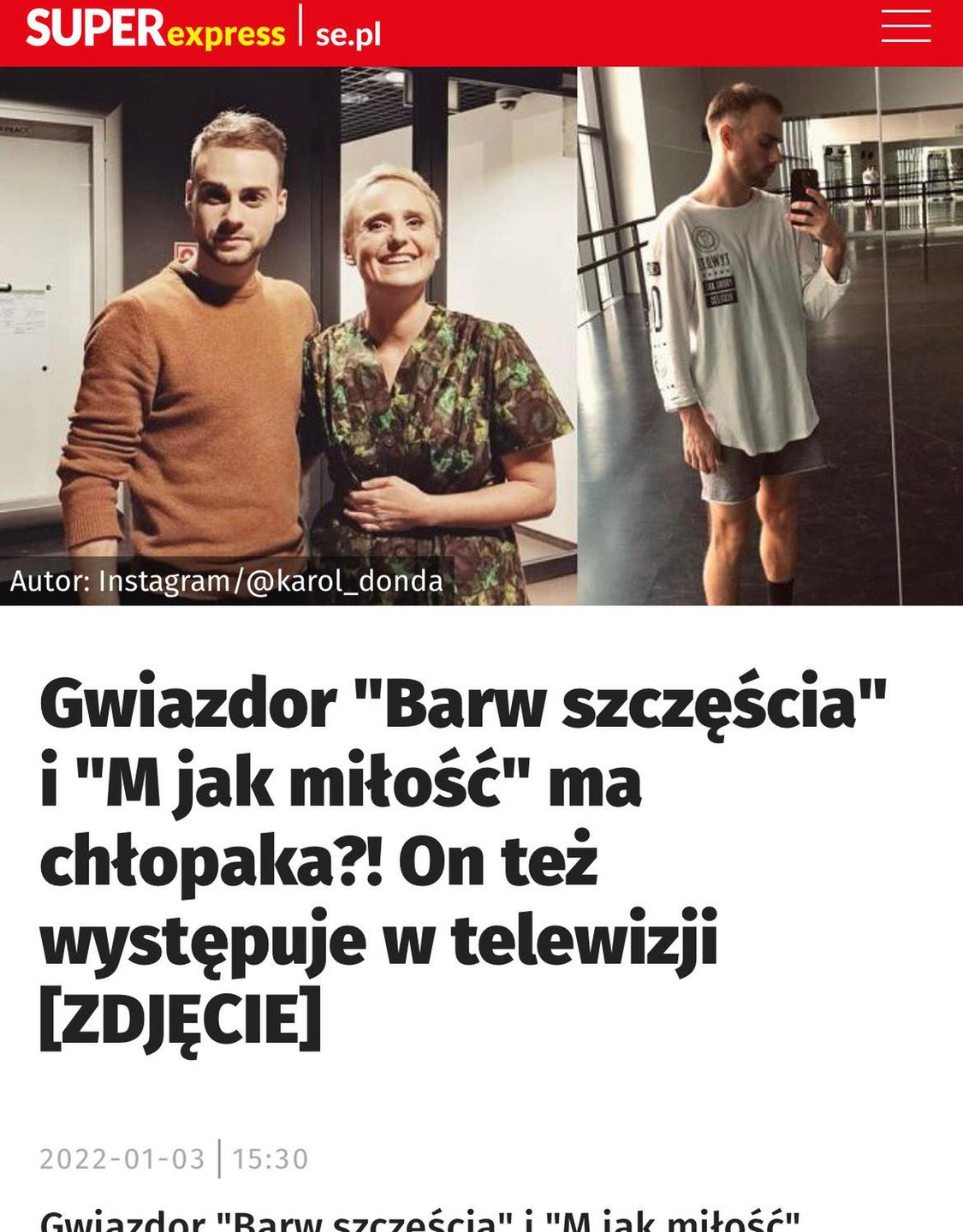 Artykuł o Dondzie na stronie "SE". Zrzut ekranu
