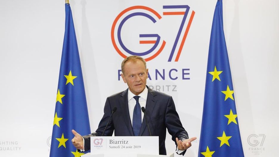 Donald Tusk podczas szczytu G7 w Biarritz