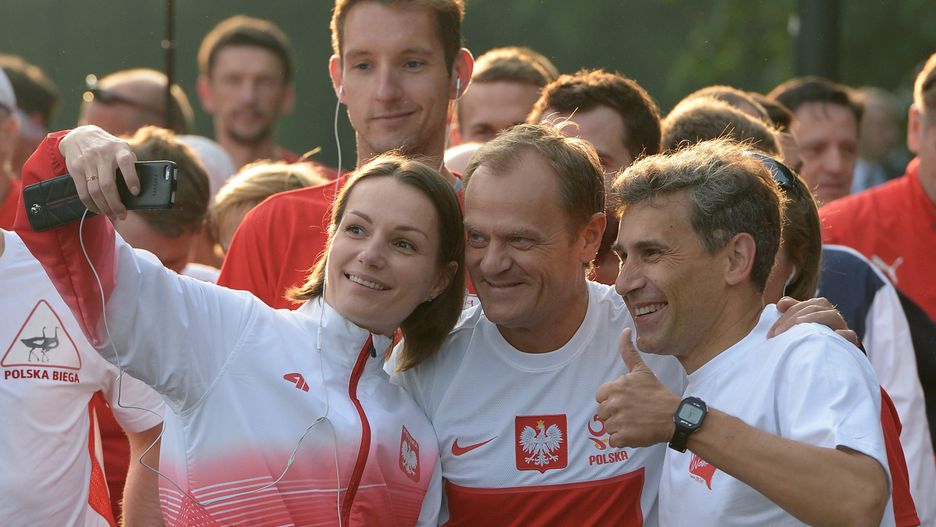 Donald Tusk podczas Biegu Wolności w Warszawie, 2014 r.
