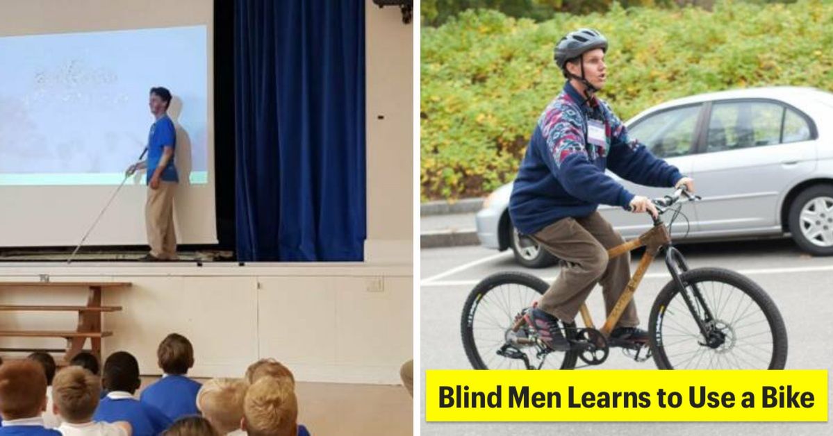 A Completely Blind Man Rides a Bike. Just as a Bat He Uses Echolocation to Find His Way