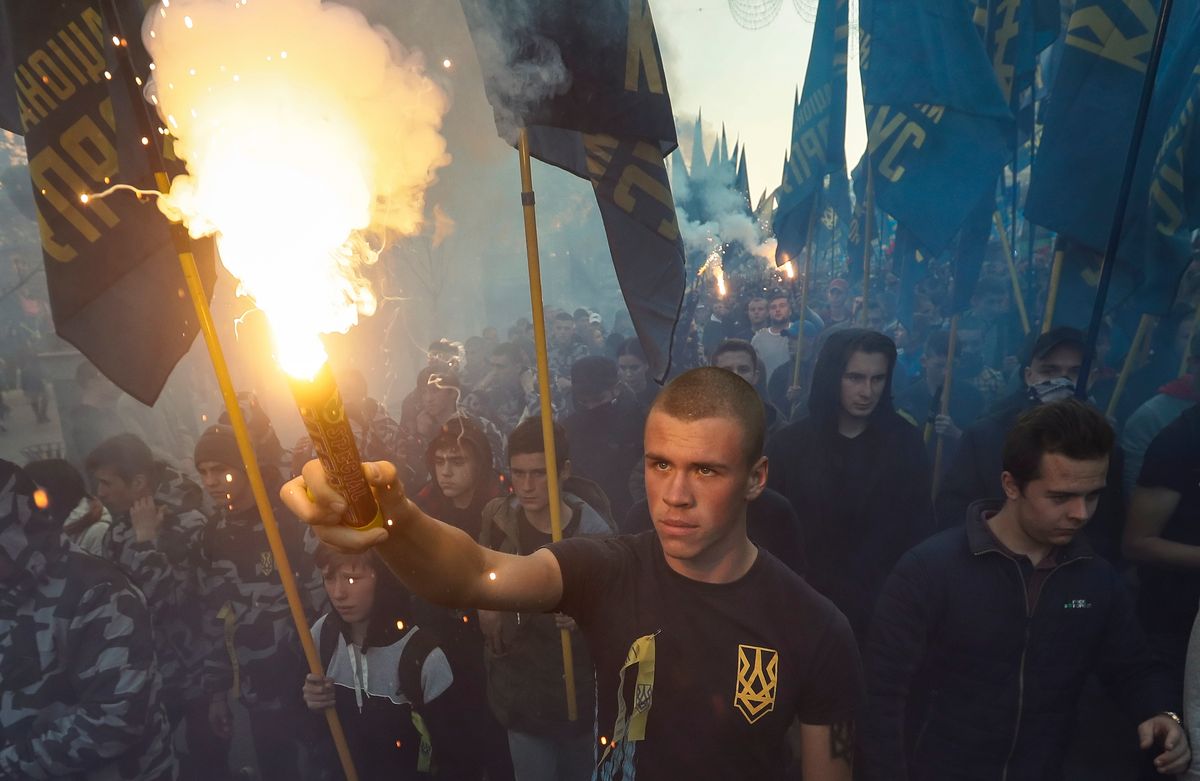 Ukraina: ulicami Kijowa przeszedł marsz nacjonalistów w rocznicę powstania UPA