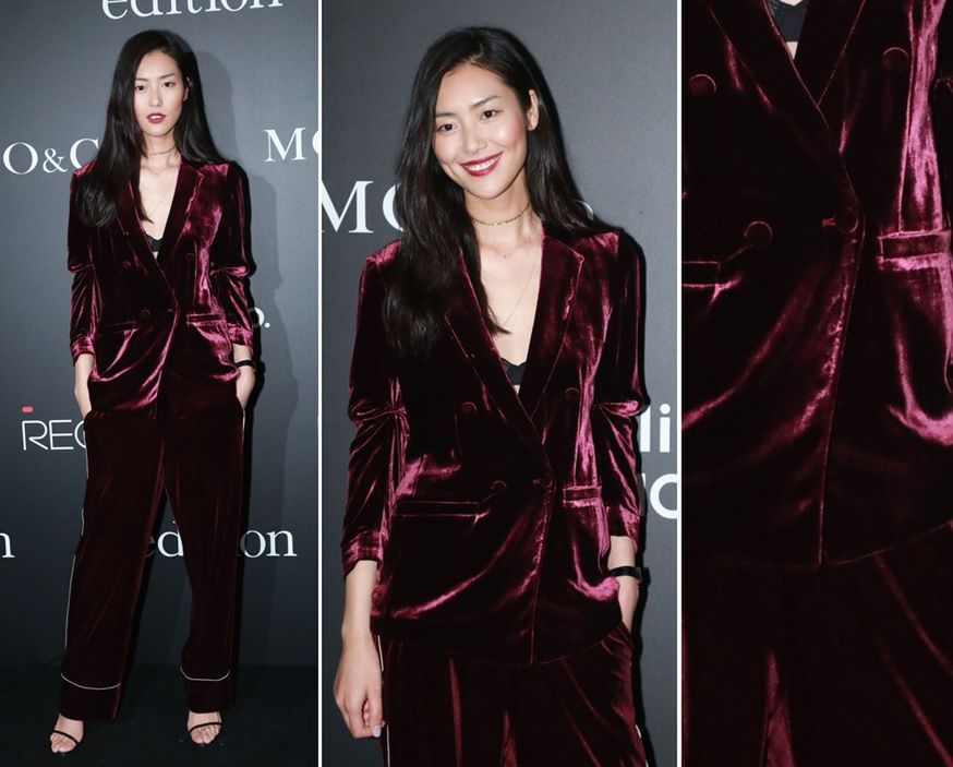 LOOK OF THE DAY: Liu Wen w aksamitnym garniturze MO&Co