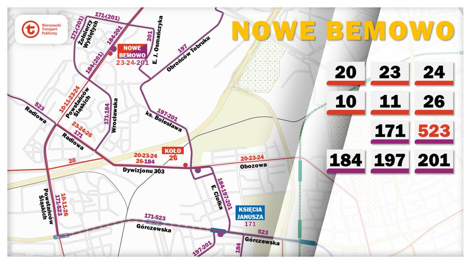 ZTM planuje zmiany tras i rozkładów 26 linii autobusowych po otwarciu metra na Woli