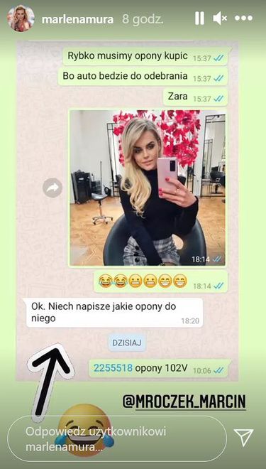 Marlena Muranowicz w długich blond włosach - reakcja Marcina Mroczka