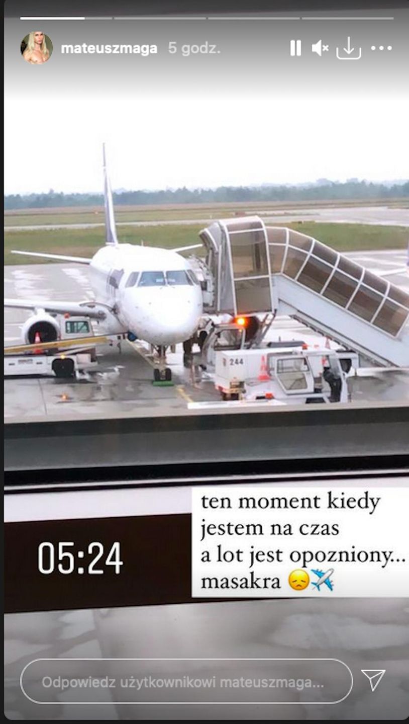 Mateusz Maga miał problemy na lotnisku