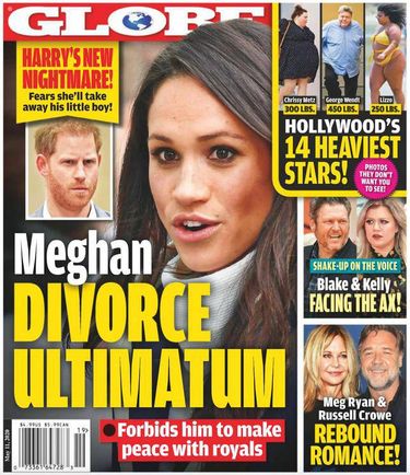 Meghan Markle i książę Harry rozwodzą się? Okładka Globe