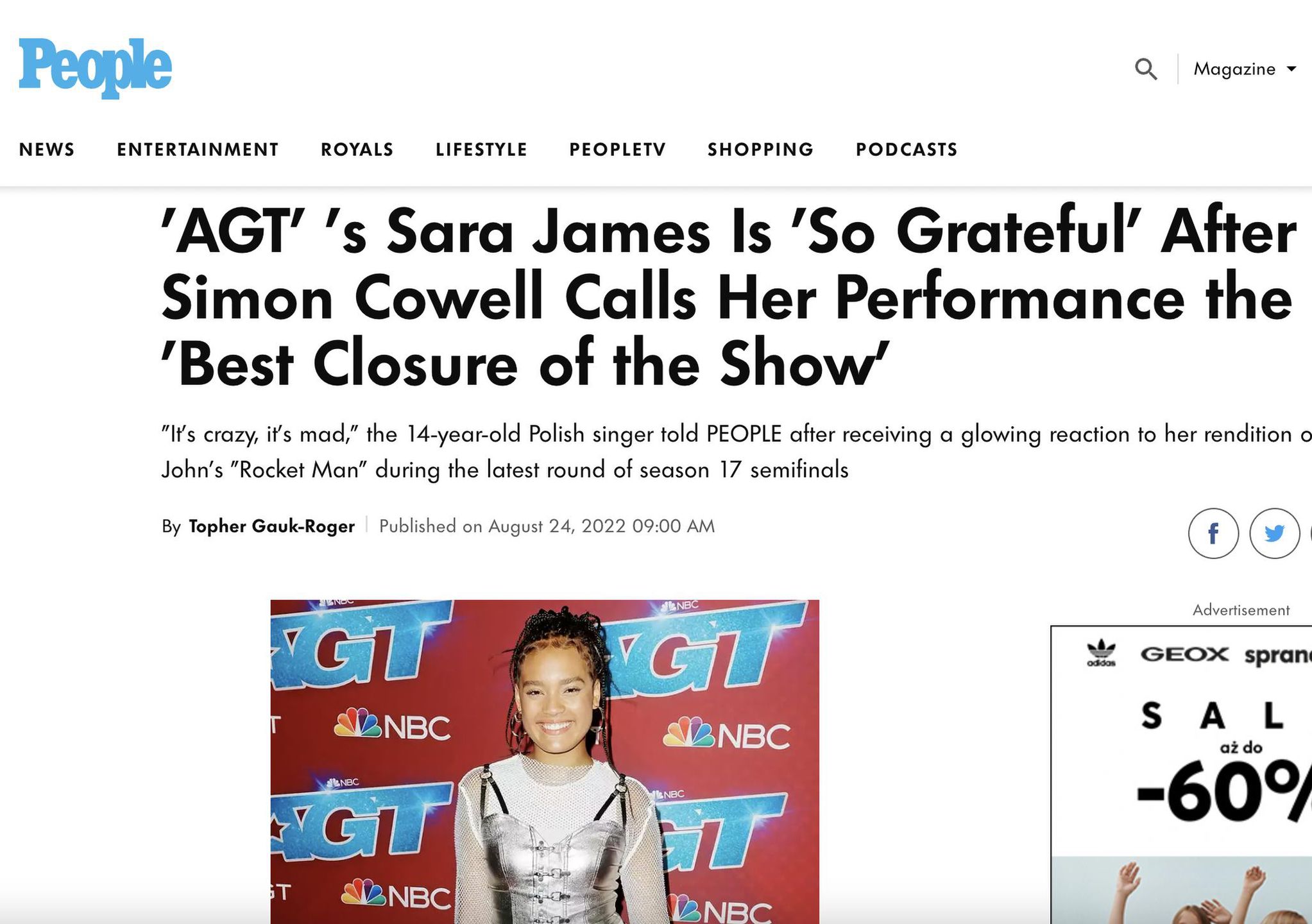 Sara James w magazynie People