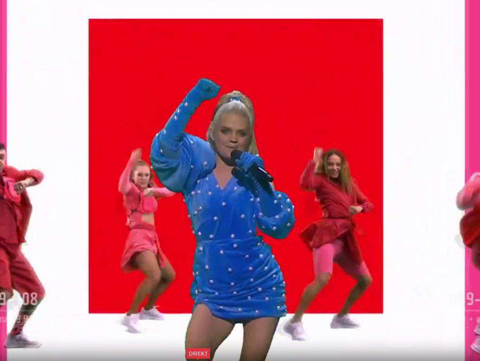 Margaret na scenie podczas drugiego półfinału Melodifestivalen 2019
