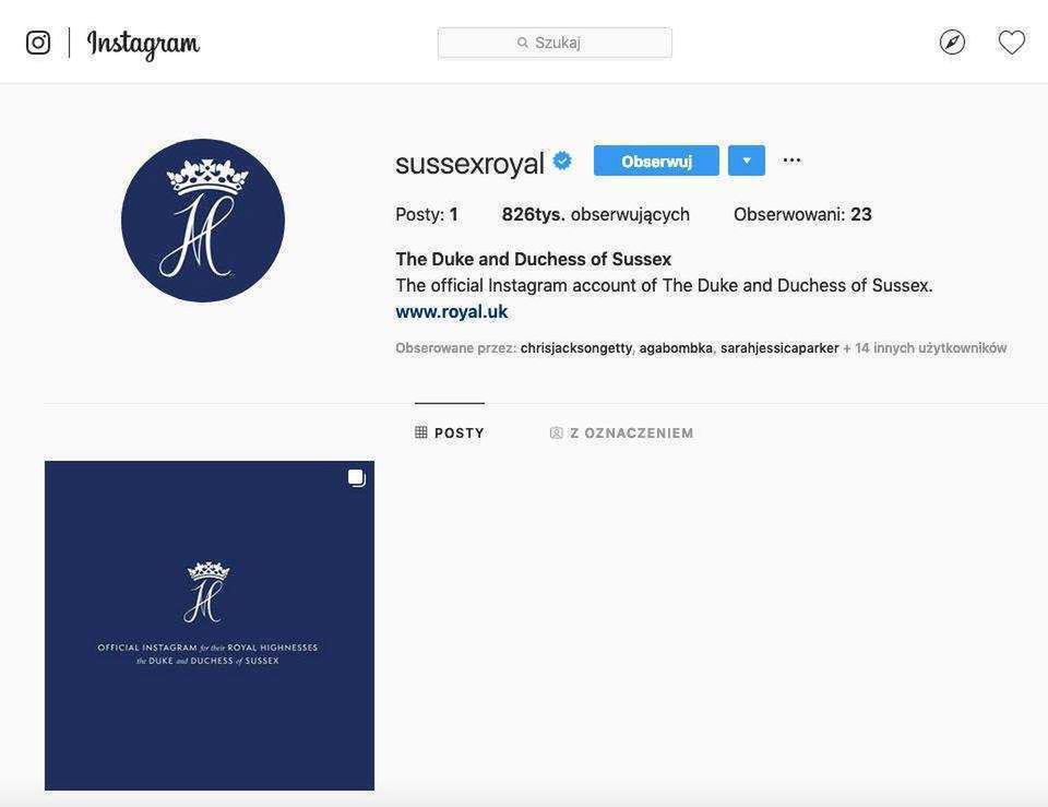 Meghan Markle i książę Harry – profil na Instagramie