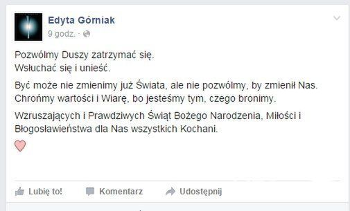 Edyta Górniak złożyła fanom życzenia świąteczne
