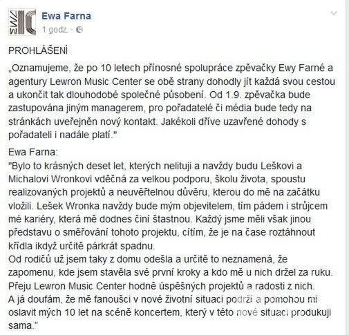 Ewa Farna i Leszek Wronka nie pracują już razem