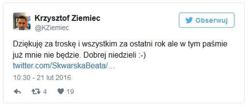 Twitter Krzysztofa Ziemca